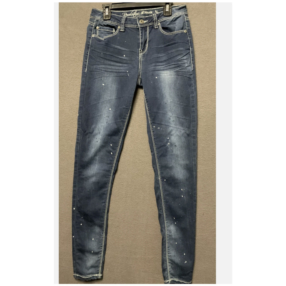 Revolution‎ & Revolt Jeans Womens 3/4 Skinny Distressed Paint Splatter Juniors